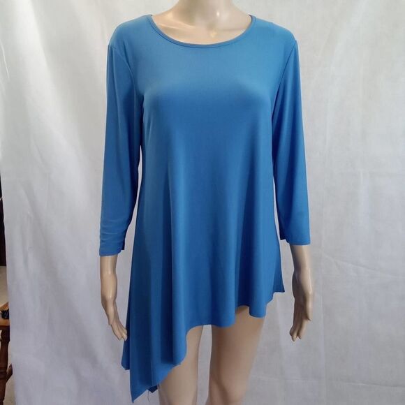 Cato Women Tops S Blue Round Neck 3/4 Sleeve - Picture 2 of 7